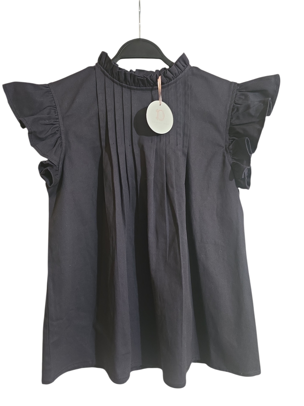 #6. Victoria Dunn Black Pintuck Ruffle Sleeve Blouse Retail $160